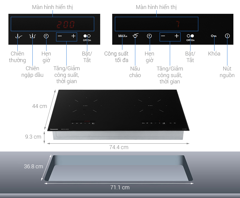 Bếp từ đôi âm Panasonic KY-C1W70KRA 3200W - Ảnh 2