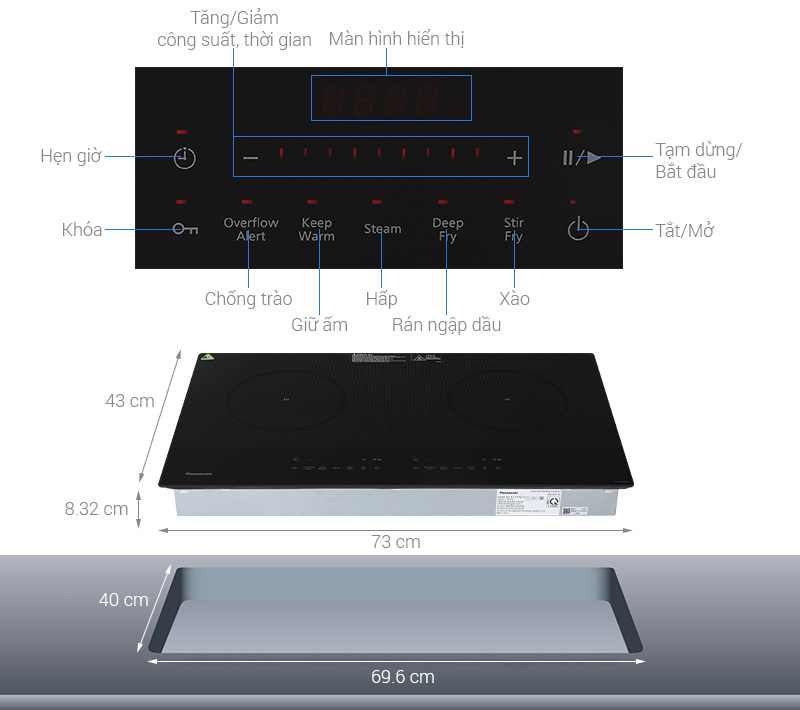 Bếp từ đôi âm Panasonic KY-H1WZ70KRA 3500W - Ảnh 2