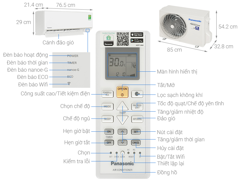 Điều hòa 2 chiều Panasonic Inverter 9040 BTU CU/CS-YZ9AKH-8 - Ảnh 2