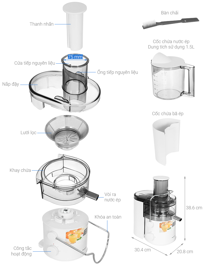 Máy ép hoa quả Panasonic MJ-CB100WRA - Ảnh 2