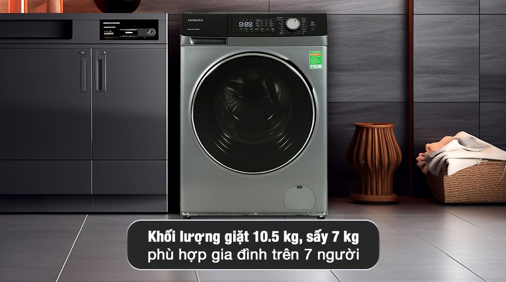 Máy giặt sấy Hitachi Inverter giặt 10.5 kg - sấy 7 kg BD-D1054HVOS - Ảnh 3