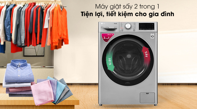 Máy giặt sấy LG Inverter 9 kg FV1409G4V - Ảnh 3