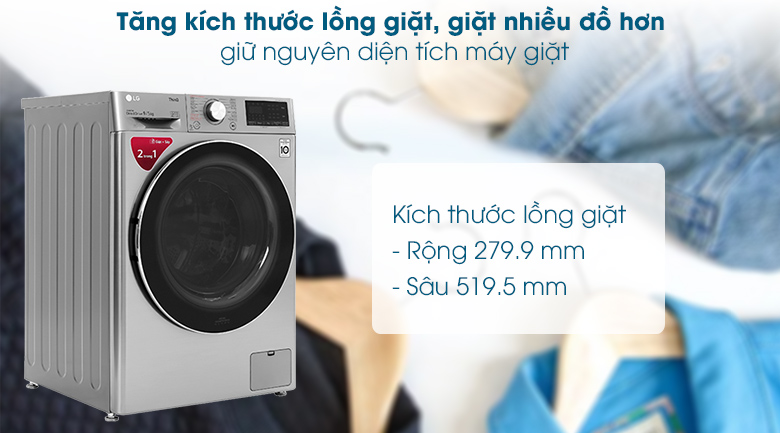 Máy giặt sấy LG Inverter 9 kg FV1409G4V - Ảnh 6