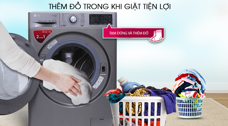 Máy giặt sấy LG Inverter 9kg FC1409D4E - Ảnh 2