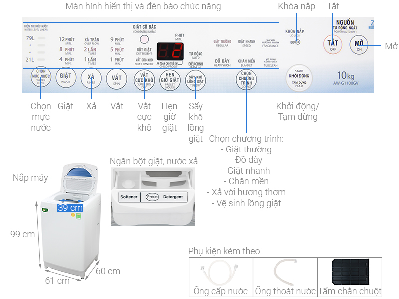 Máy giặt Toshiba 10 kg AW-G1100GV - Ảnh 2