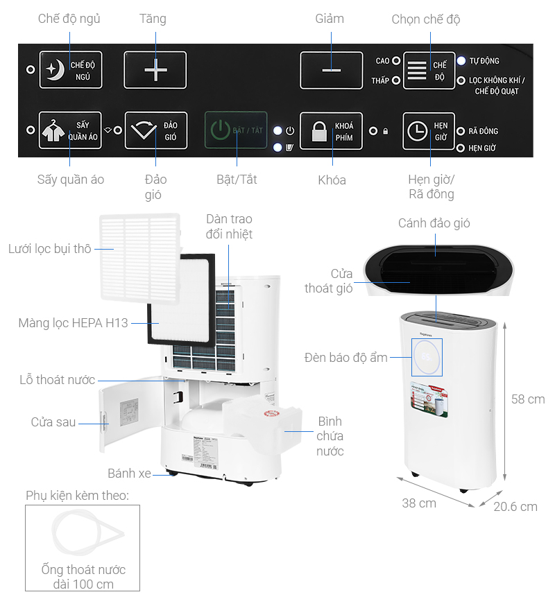 Máy hút ẩm kết hợp lọc không khí Nagakawa NAD8559 - Ảnh 2