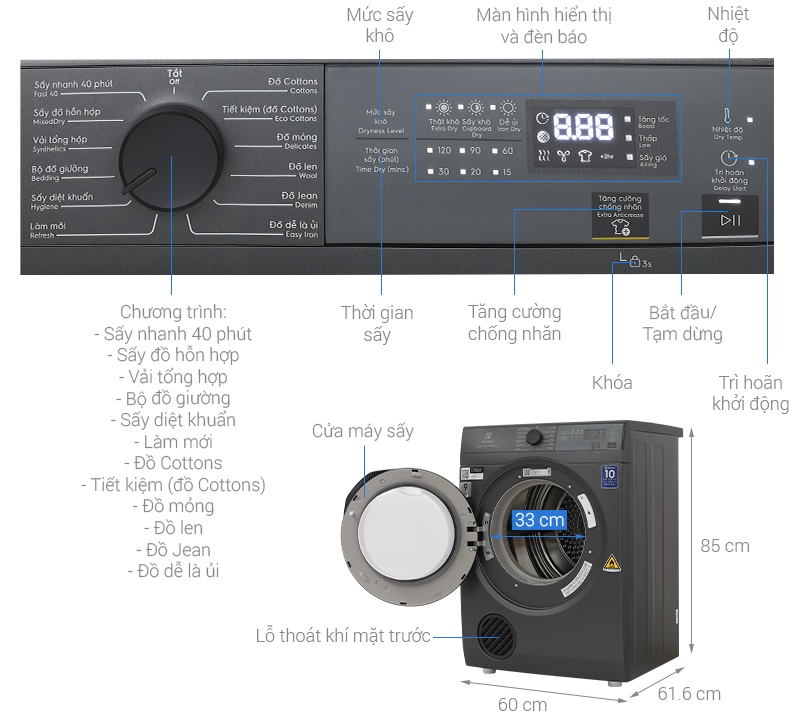 Máy sấy thông hơi Electrolux UltimateCare 9 kg EDV904N3SC - Ảnh 2