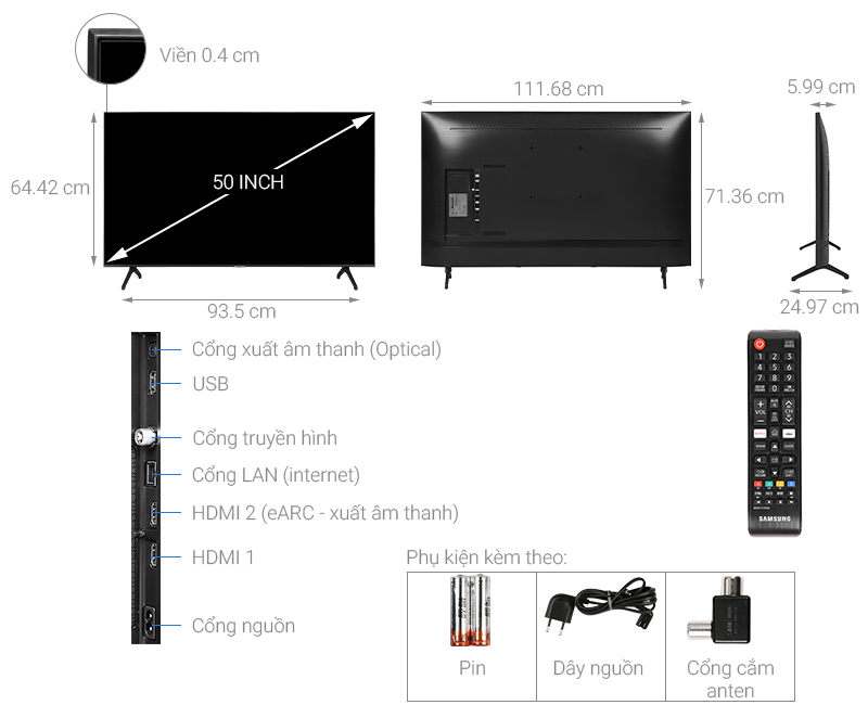 Smart Tivi Samsung 4K 50 inch UA50TU7000 - Ảnh 2