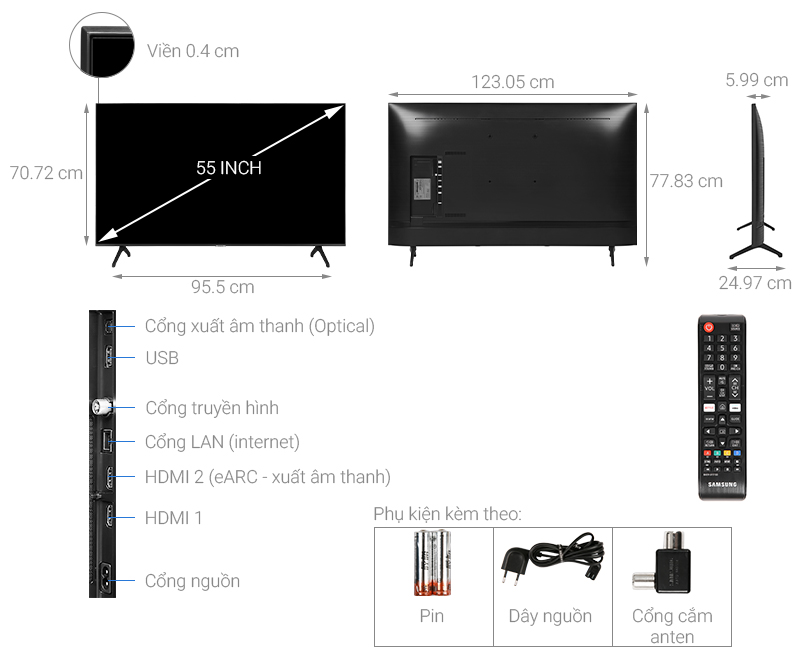 Smart Tivi Samsung 4K 55 inch UA55TU7000 - Ảnh 2