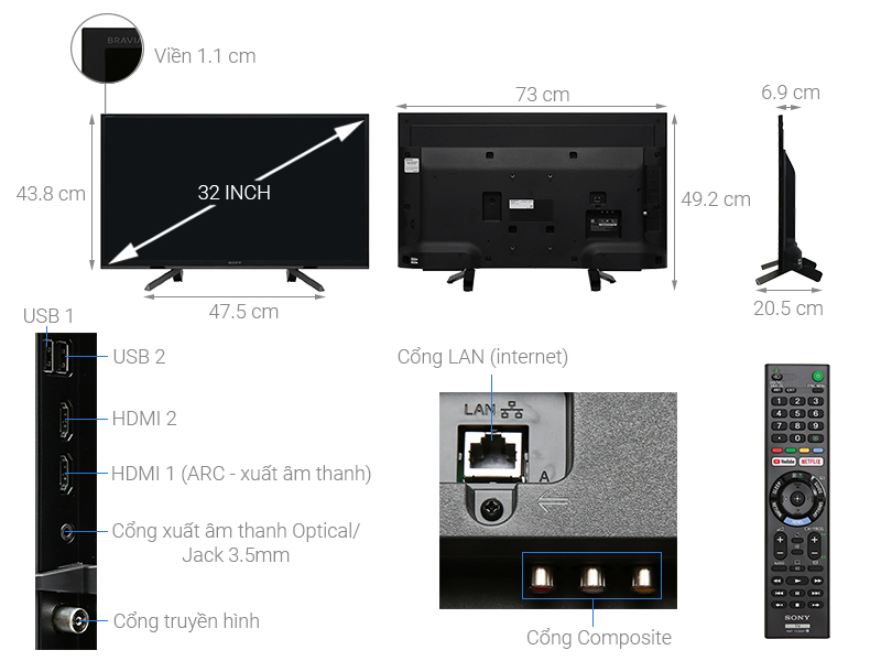Tivi Sony 32 inch Smart KDL-32W610G - Ảnh 2