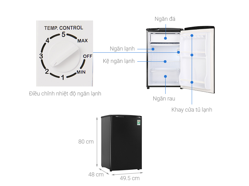 Tủ lạnh Aqua 90 lít AQR-D99FA(BS) - Ảnh 2