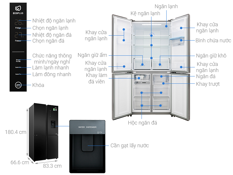 Tủ lạnh Aqua Inverter 456 lít AQR-IGW525EM GB - Ảnh 2