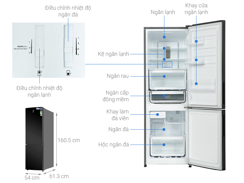 Tủ lạnh Electrolux Inverter 275 Lít EBB2802K-H - Ảnh 2