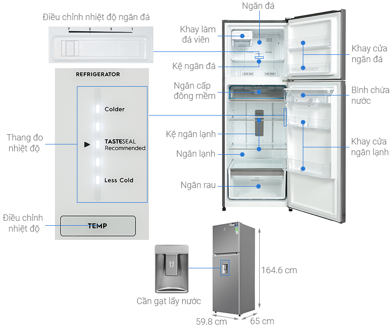 Tủ lạnh Electrolux Inverter 320L ETB3440K-A - Ảnh 2