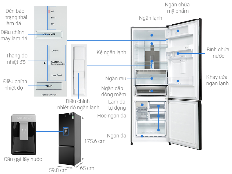 Tủ lạnh Electrolux Inverter 335 Lít EBB3762K-H - Ảnh 2