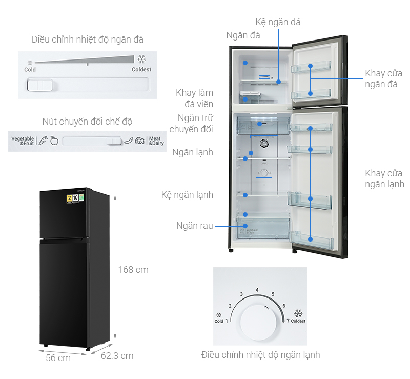 Tủ lạnh Hitachi Inverter 260 lít HRTN5275MFUVN - Ảnh 2