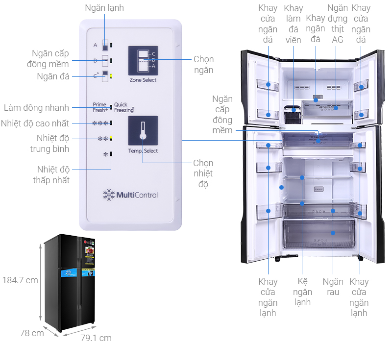 Tủ lạnh Panasonic Inverter 550 lít Multi Door NR-DZ601VGKV - Ảnh 2