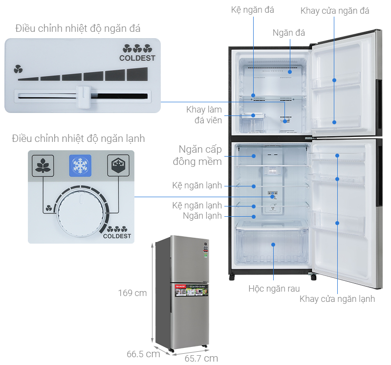 Tủ lạnh Sharp Inverter 330 lít SJ-XP352AE-DS - Ảnh 2