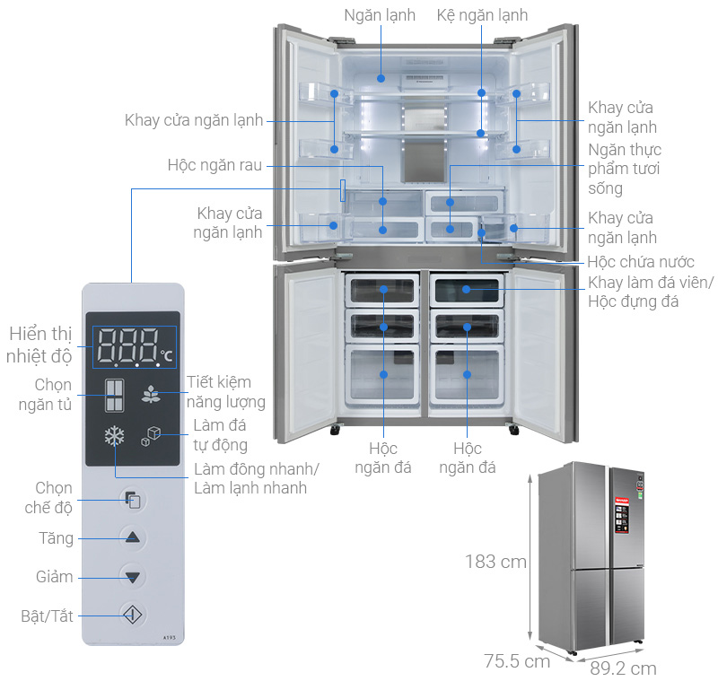 Tủ lạnh Sharp Inverter 607 lít Multi Door SJ-FXPI689V-RS - Ảnh 2