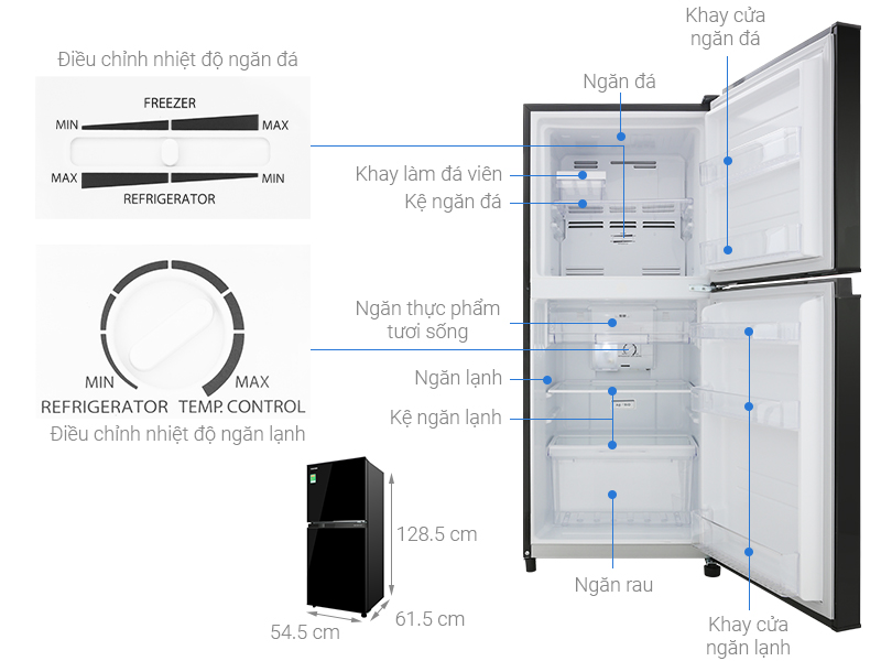 Thông số kỹ thuật Tủ lạnh Toshiba Inverter 180 lít GR-B22VU UKG