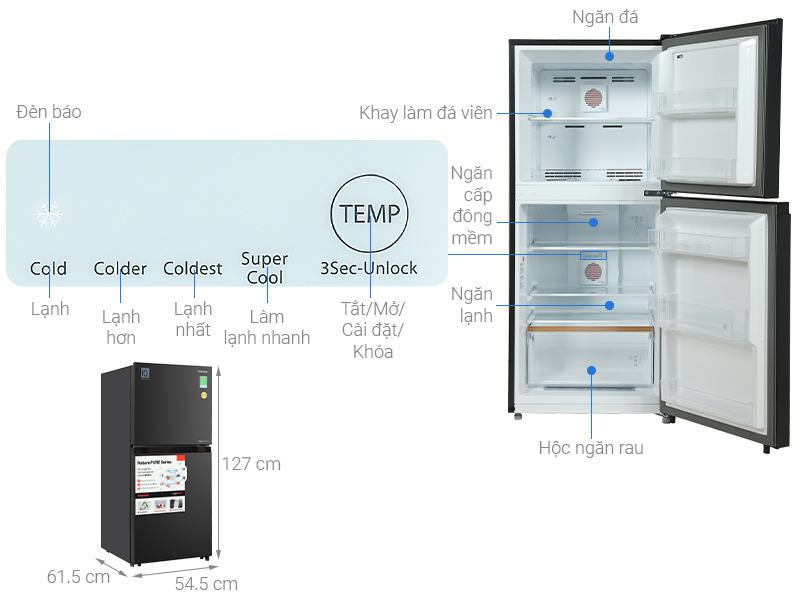 Tủ lạnh Toshiba Inverter 182 lít GR-RT236WE PMV(68) - Ảnh 2